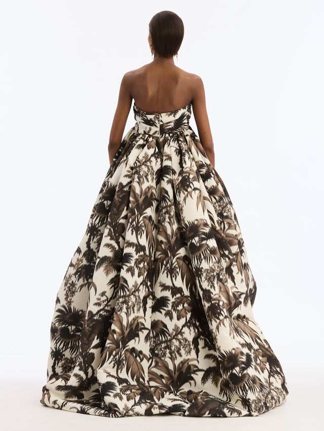 Chiné Palm Leaves Gown