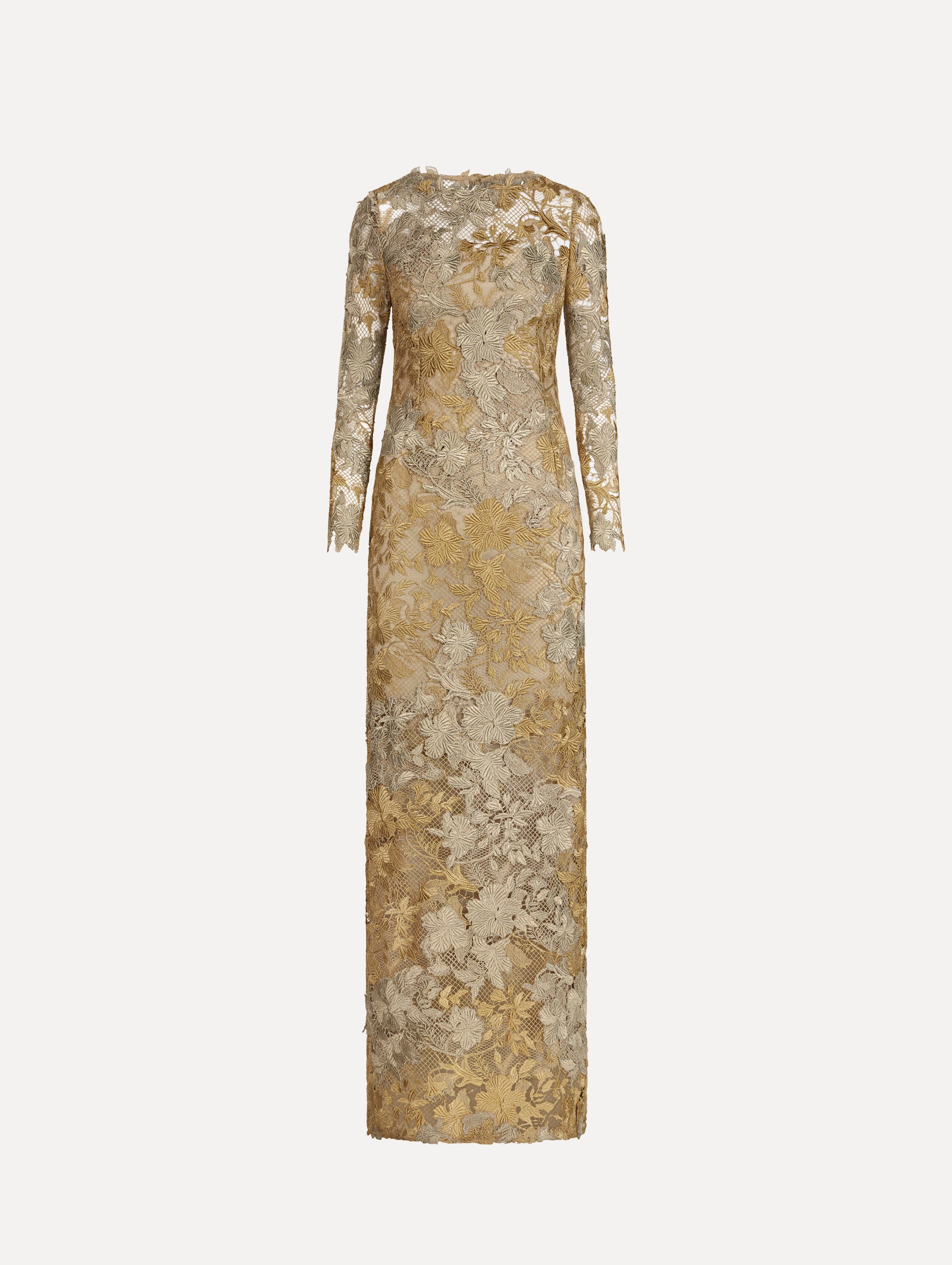 Hibiscus Metallic Guipure Gown