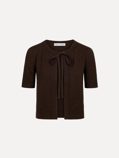 Self-Tie Wool Twin Set Cardigan