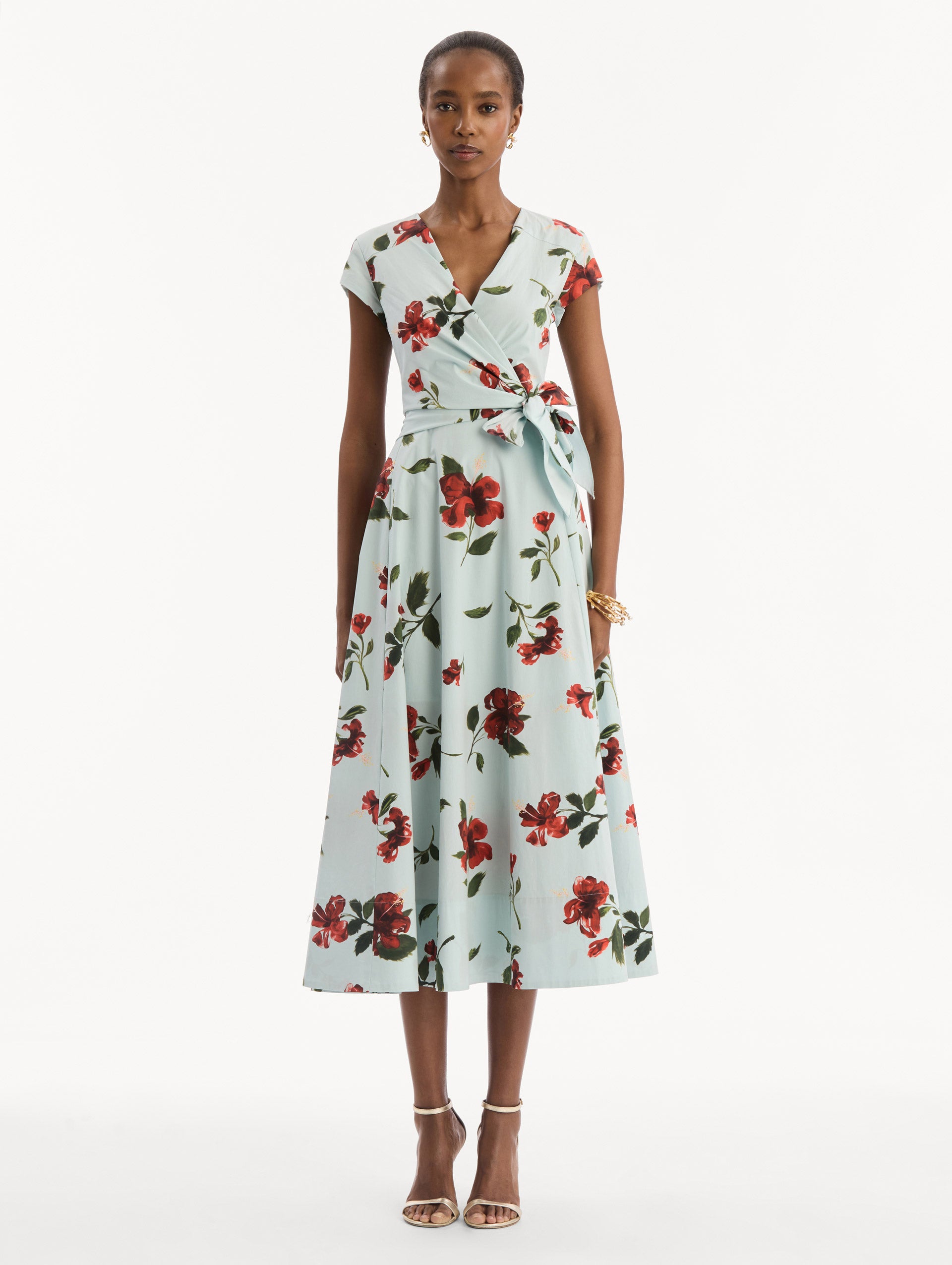 Hibiscus Cotton Poplin Wrap Dress 0