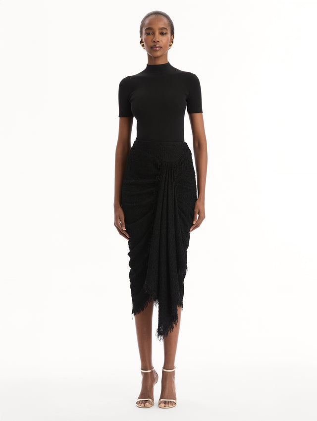Draped Bouclé Skirt