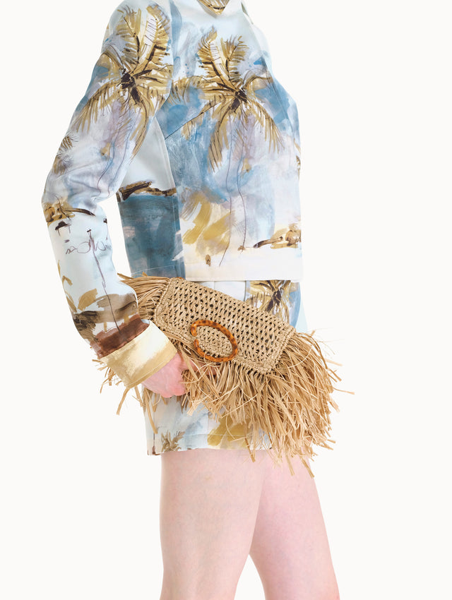 Raffia Fringe O Pochette