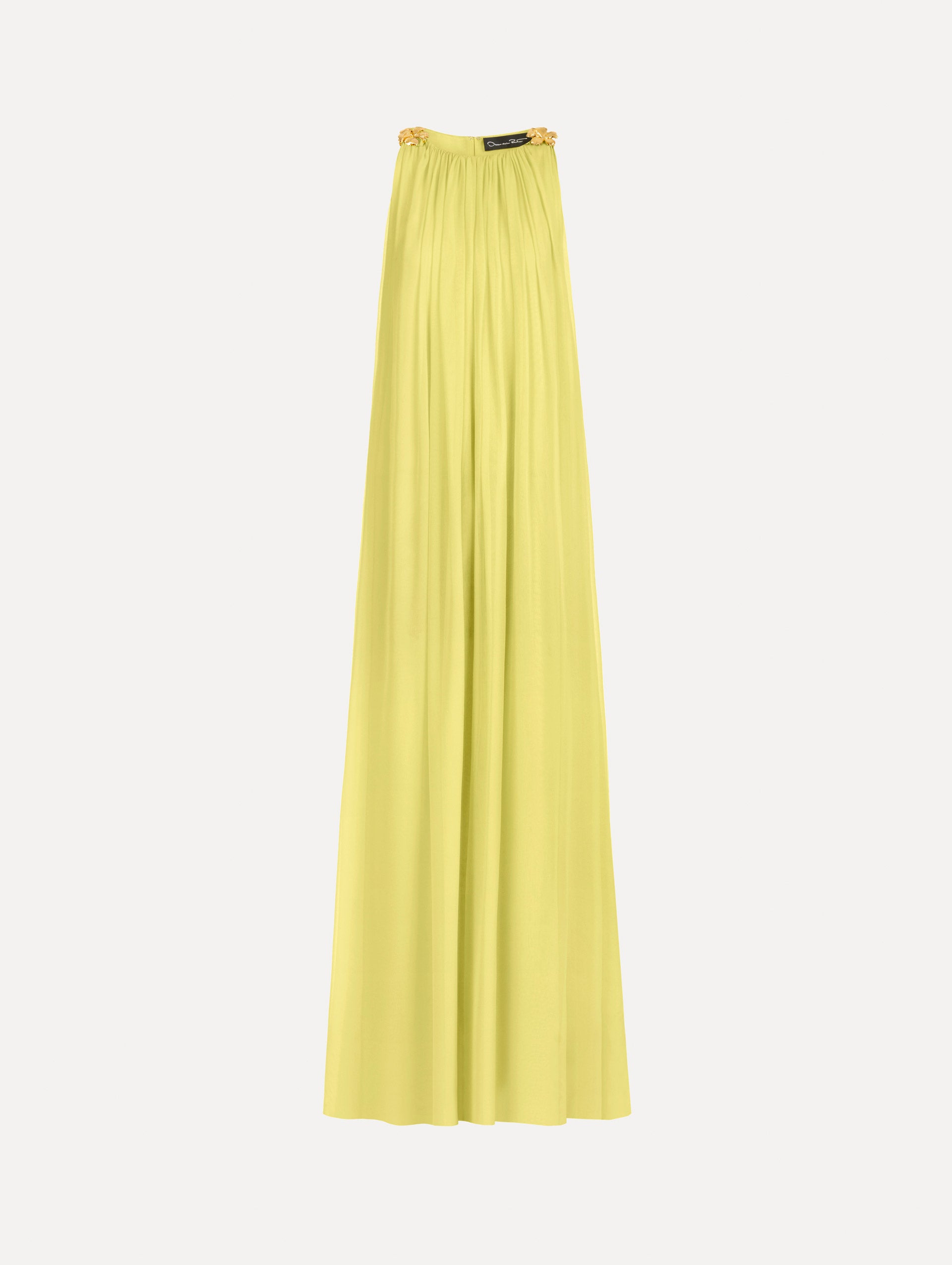Hibiscus-Detail Silk Chiffon Caftan