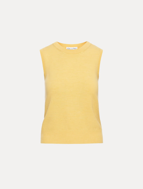 Yellow Virgin Wool Tank with ribbed hem.
