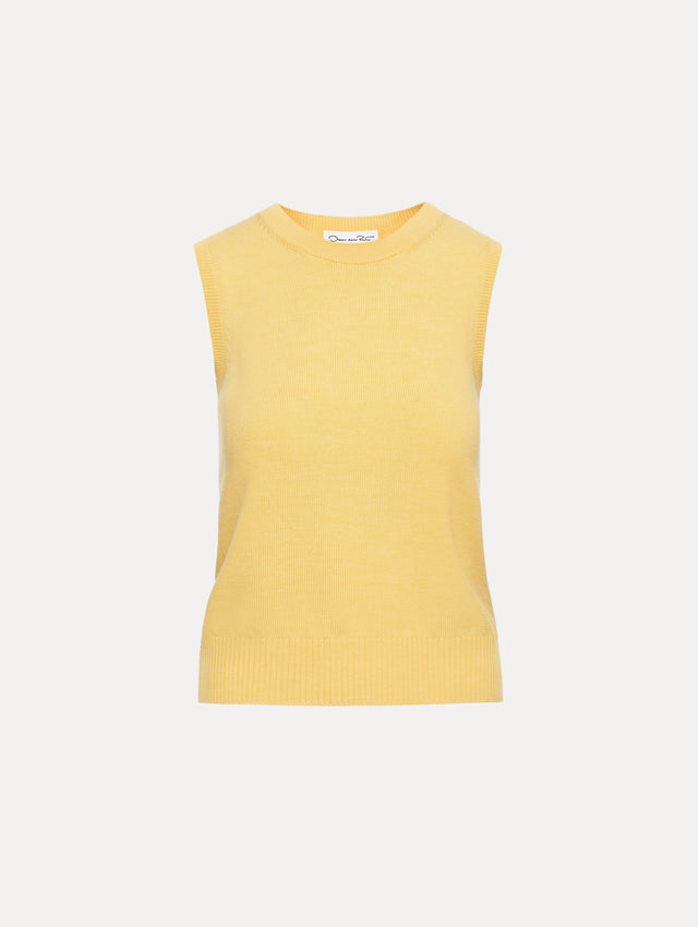 Yellow Virgin Wool Tank with ribbed hem.