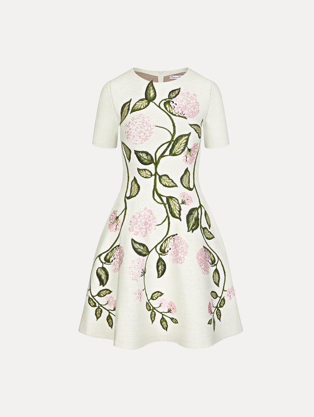 Porcelain Flower Jacquard Dress