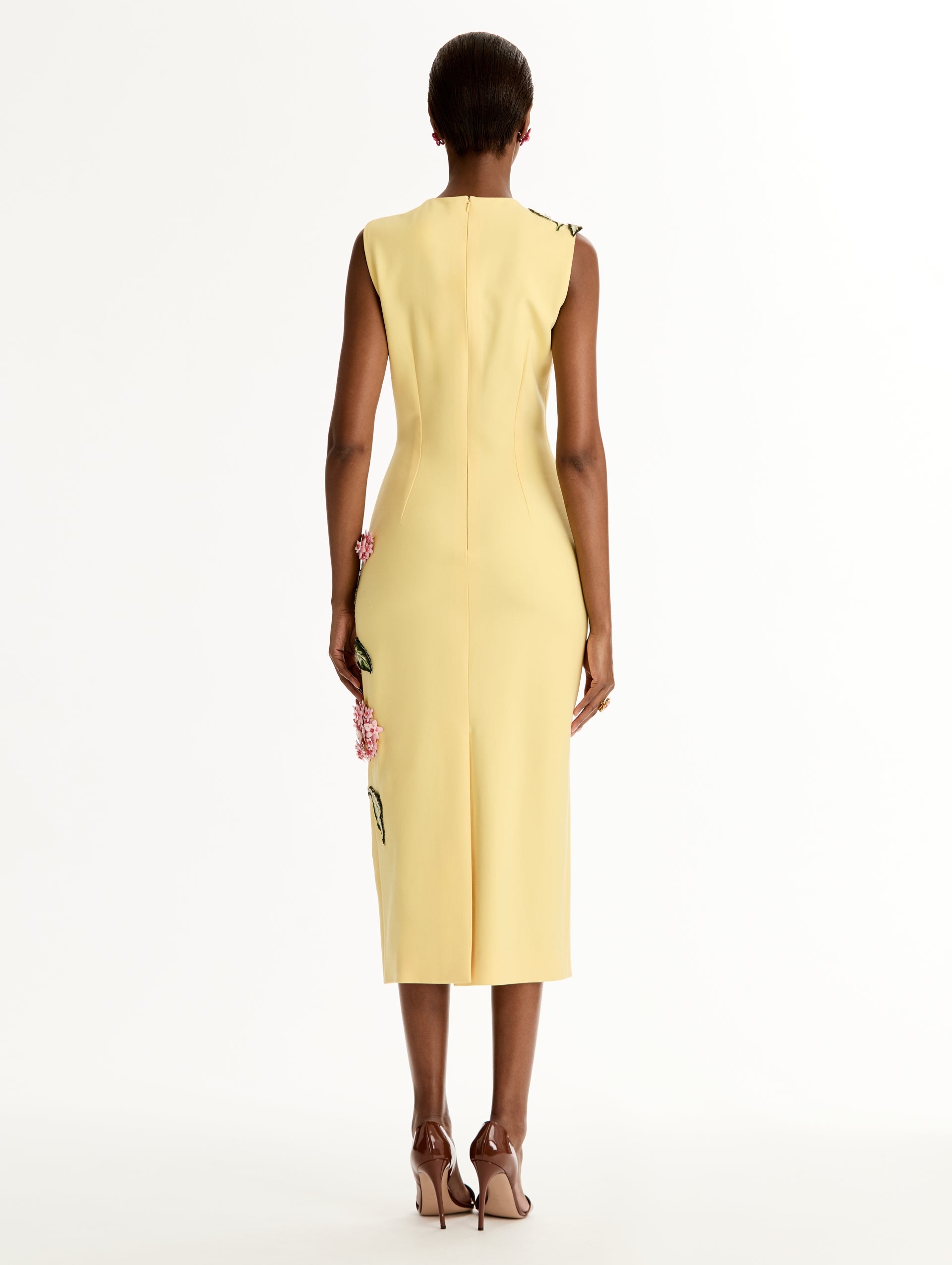 embroidered jacquard dress zara Oscar de La Renta Porcelain Flower Embroidered Sheath Dress
