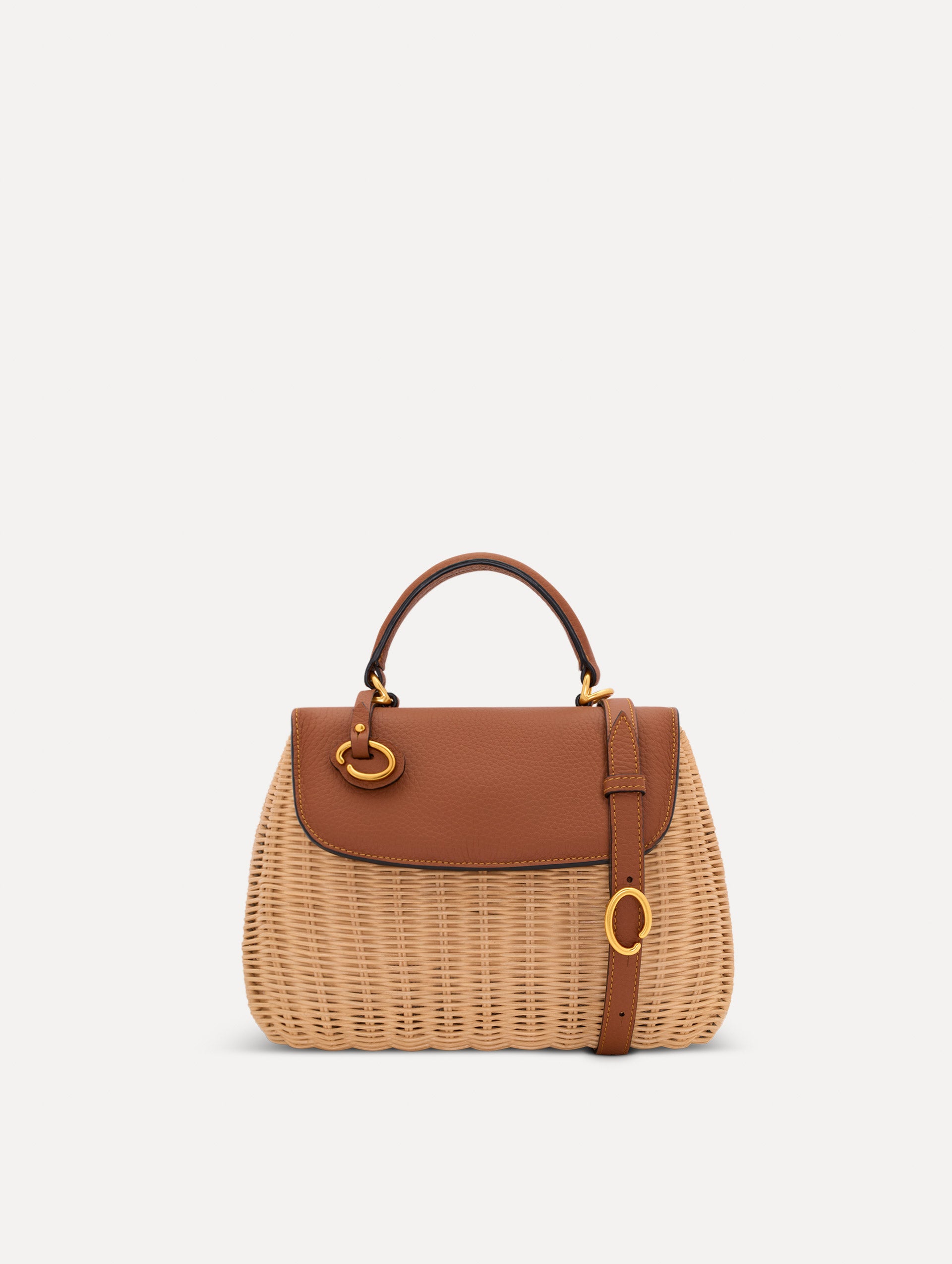 The Mini Poppy in Wicker in brown. Front View.