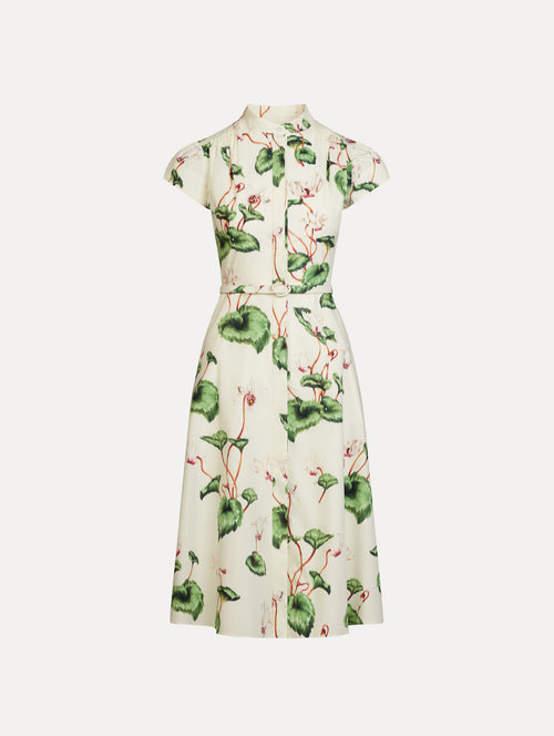 Chiné Cyclamen Cotton Poplin Cap Sleeve Dress