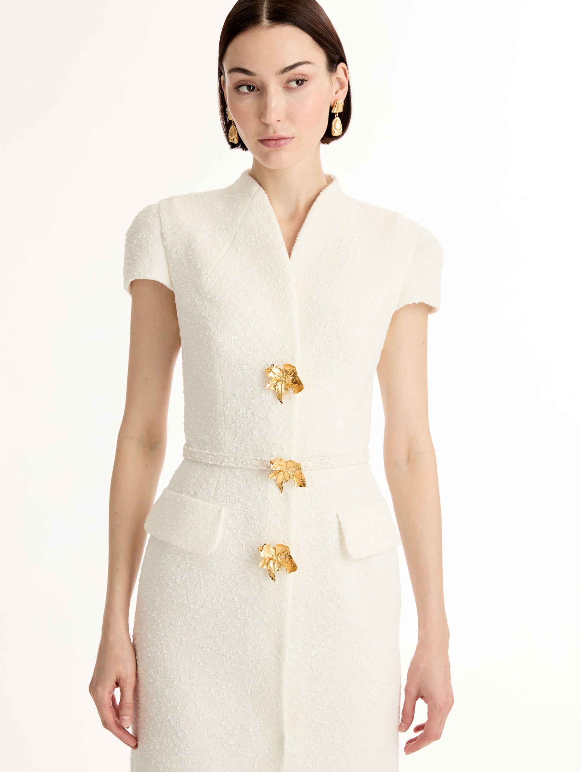 Cyclamen-Detailed Wool Tweed Dress Cyclamen-Detailed Wool Tweed Dress