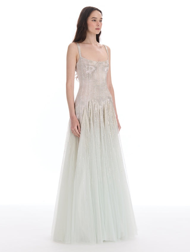 Bugle Bead Embroidered Gown