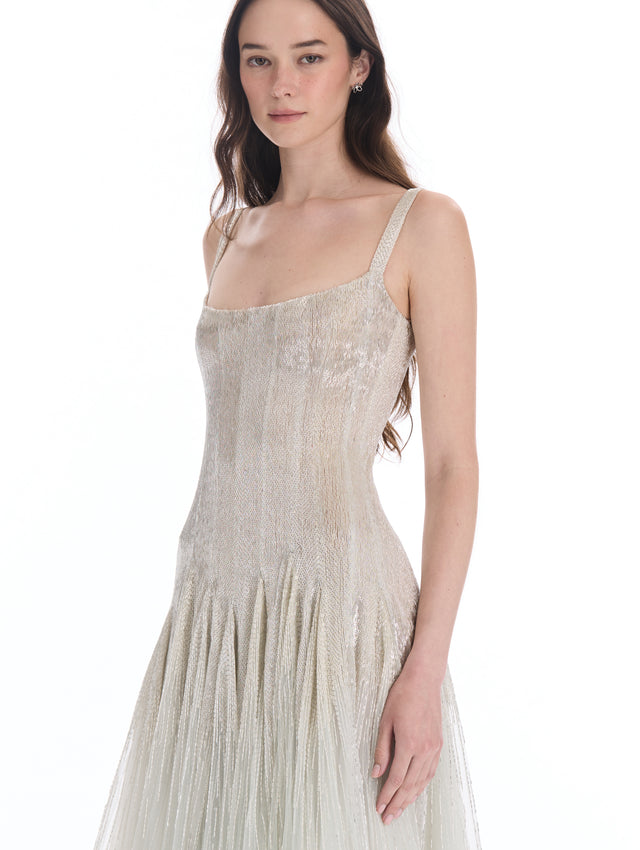 Bugle Bead Embroidered Gown