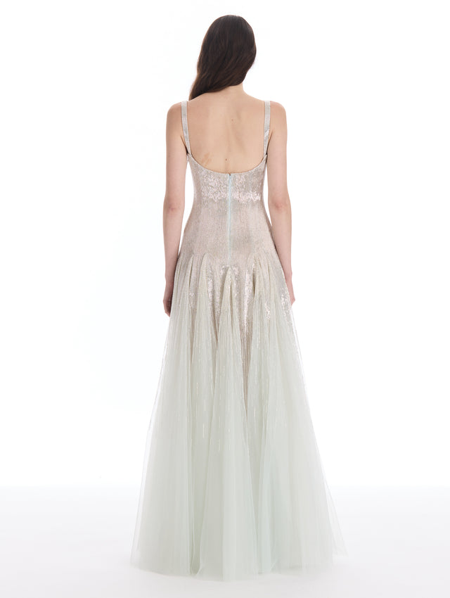 Bugle Bead Embroidered Gown
