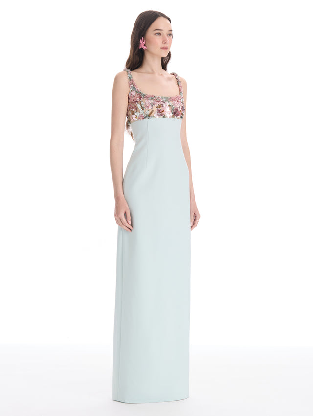 Iris Sequin Embroidered Column Gown