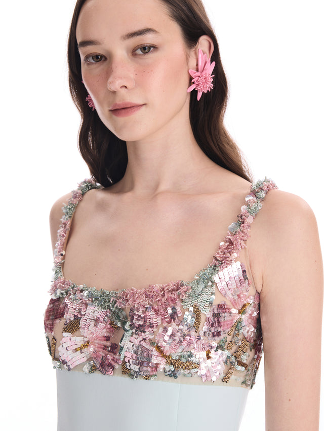 Iris Sequin Embroidered Column Gown