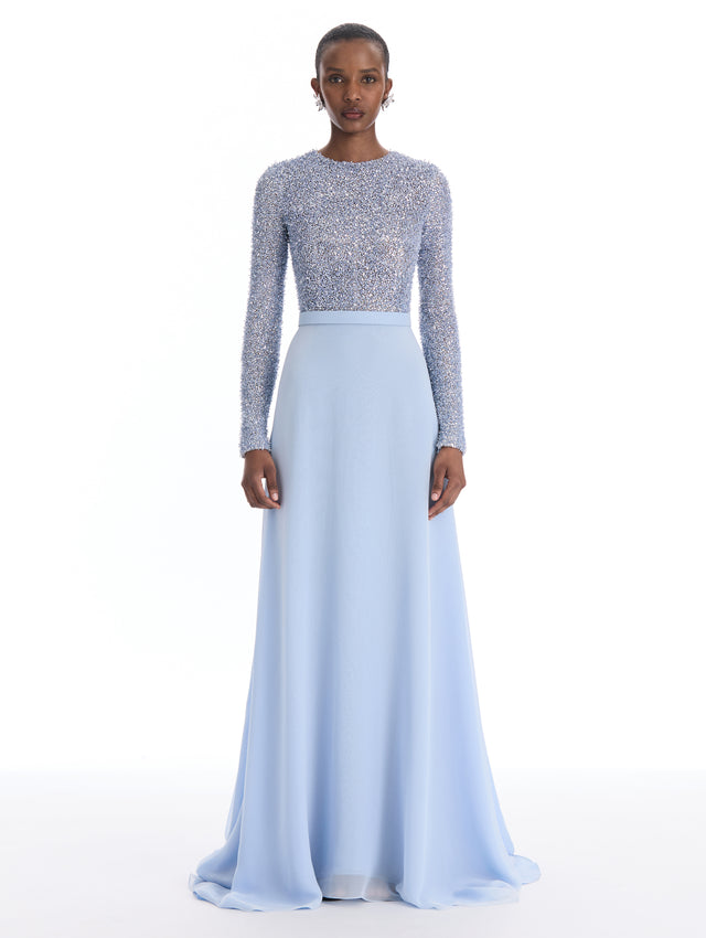 Crystal Embroidered Bodice Gown