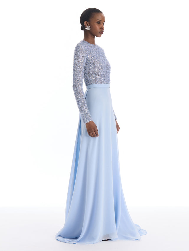 Crystal Embroidered Bodice Gown