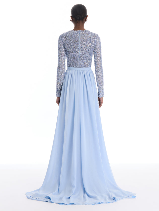 Crystal Embroidered Bodice Gown