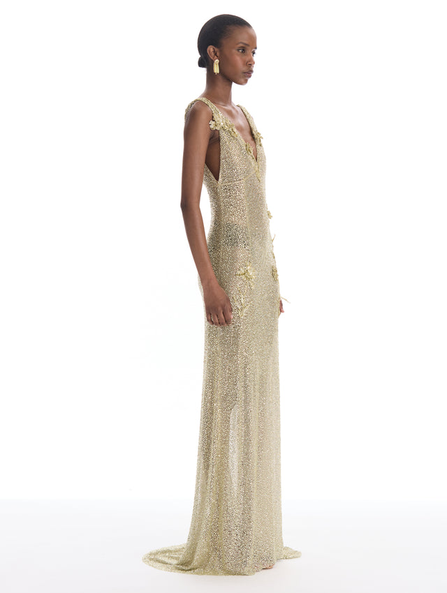 Crystal Floral Embroidered Gown