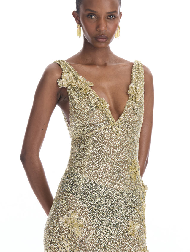 Crystal Floral Embroidered Gown