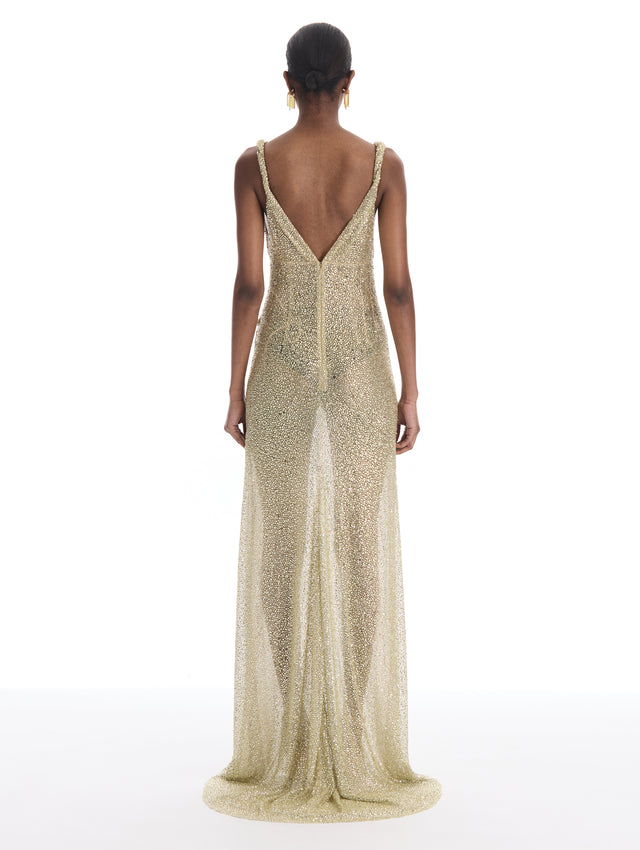 Crystal Floral Embroidered Gown