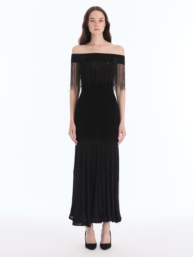 Beaded Fringe Cocktail Dress