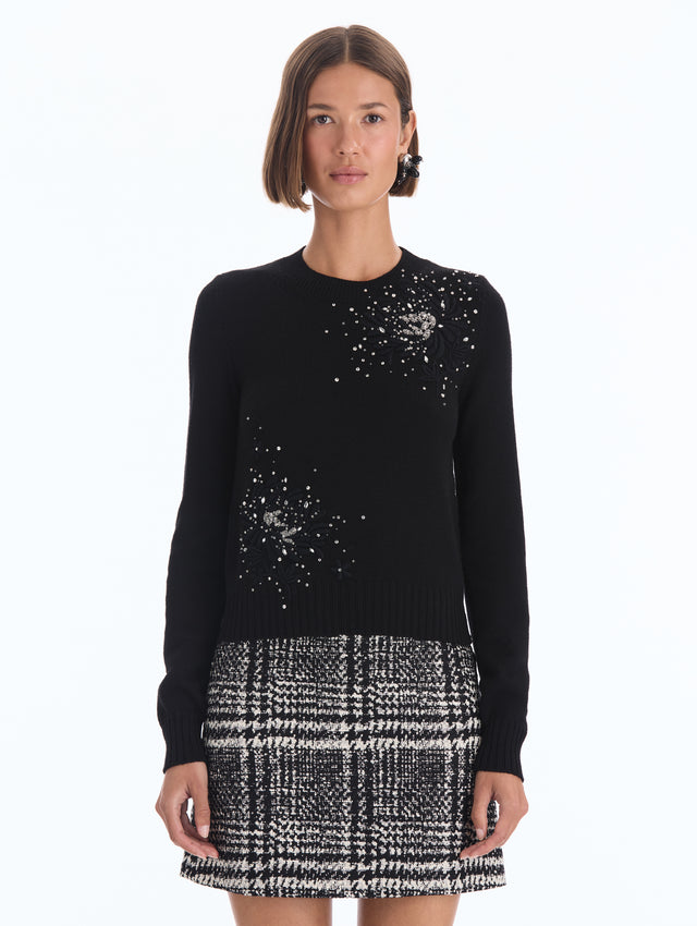 Laser-Cut Embroidered Pullover