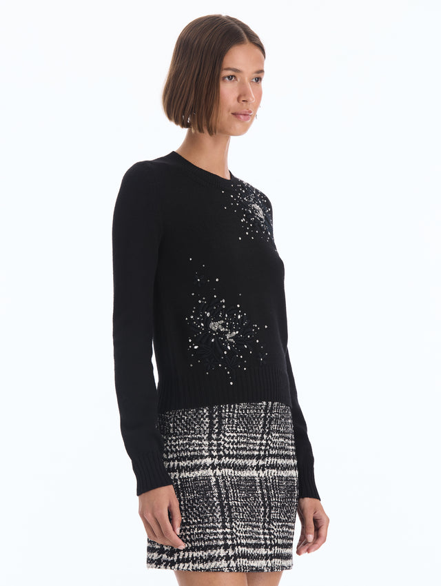 Laser-Cut Embroidered Pullover