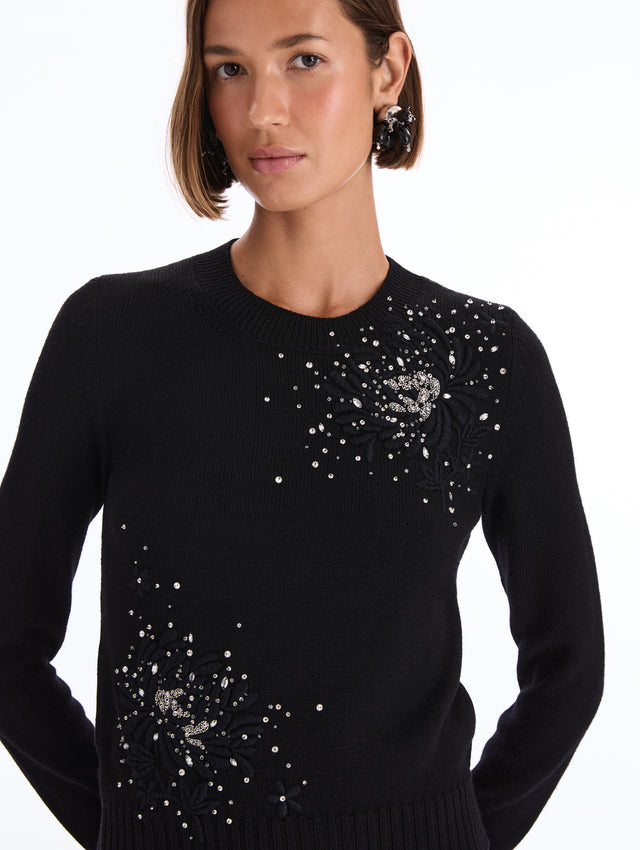 Laser-Cut Embroidered Pullover