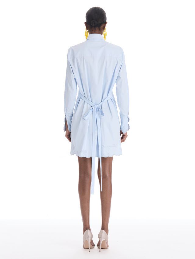 Iris Embroidered Cotton Poplin Shirt Dress