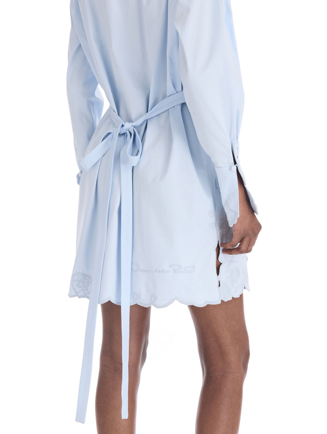 Iris Embroidered Cotton Poplin Shirt Dress