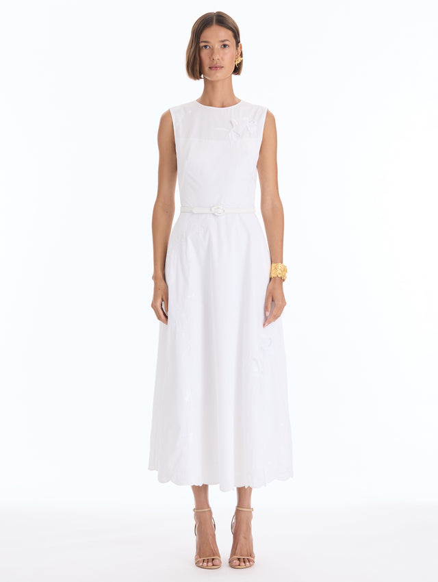 Iris Threadwork Cutout Cotton Poplin Dress