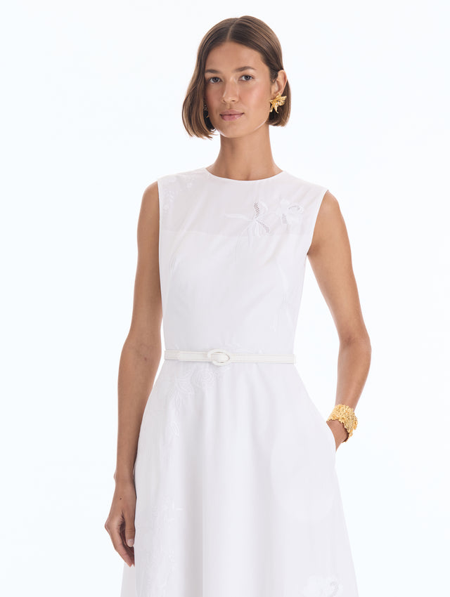 Iris Threadwork Cutout Cotton Poplin Dress