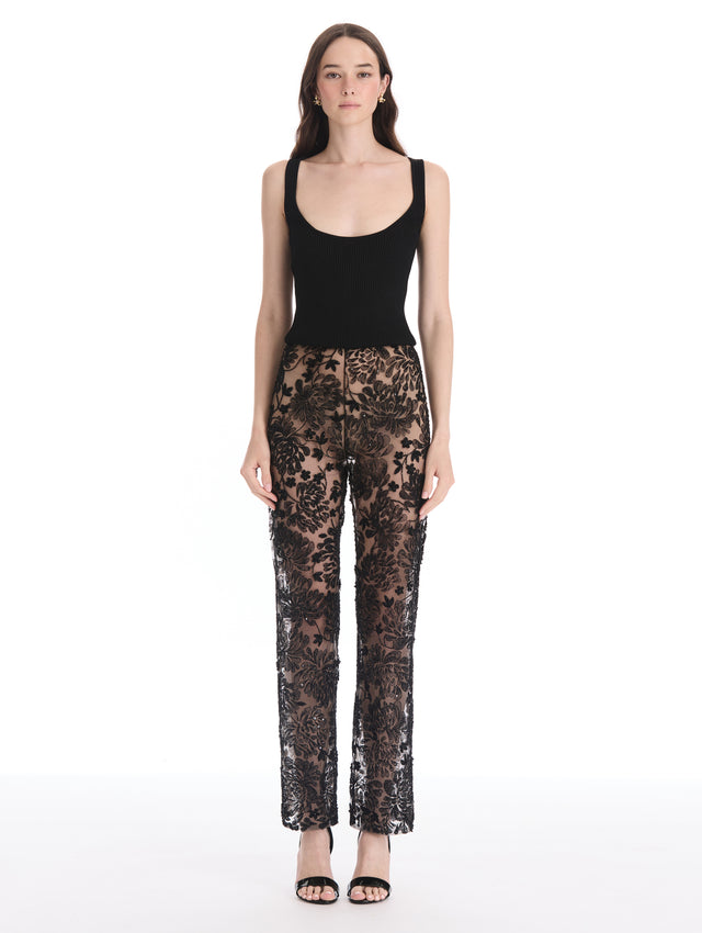 Chrysanthemum Flocked Pant