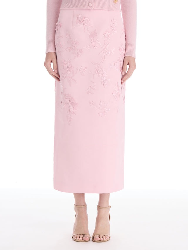Iris Embroidered Pencil Skirt