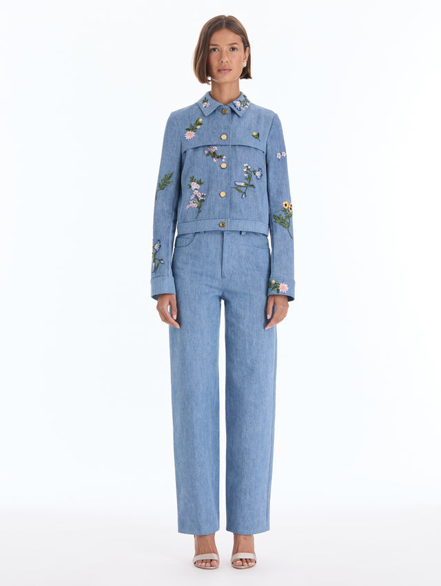Floral Embroidered Denim Jacket