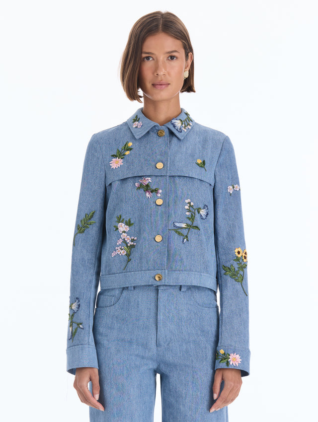Floral Embroidered Denim Jacket