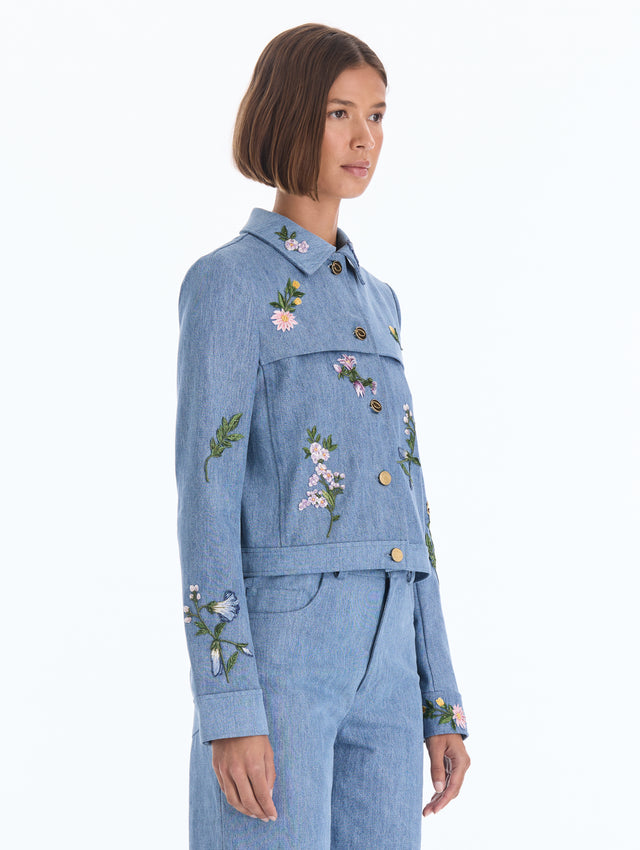 Floral Embroidered Denim Jacket