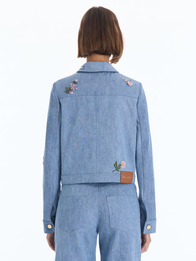 Floral Embroidered Denim Jacket