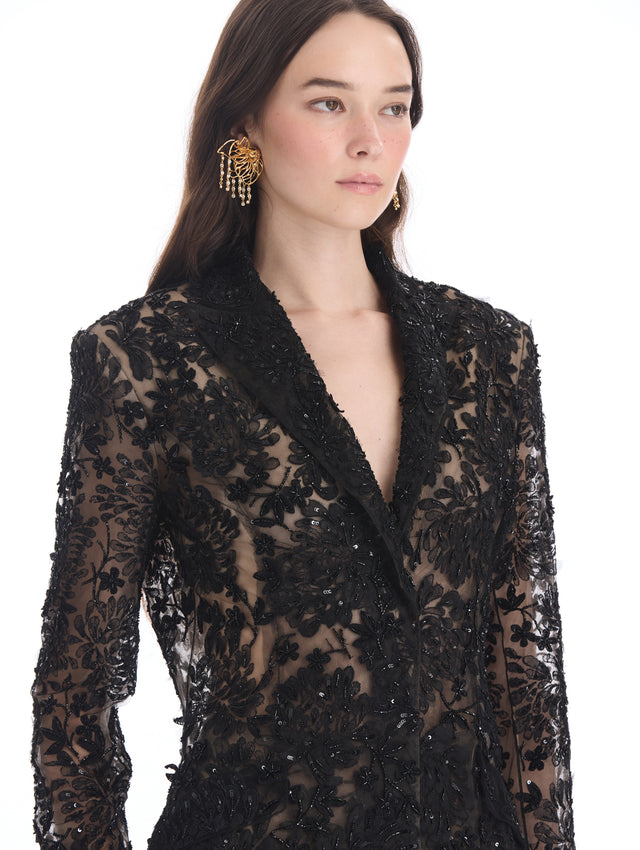 Chrysanthemum Flocked Jacket