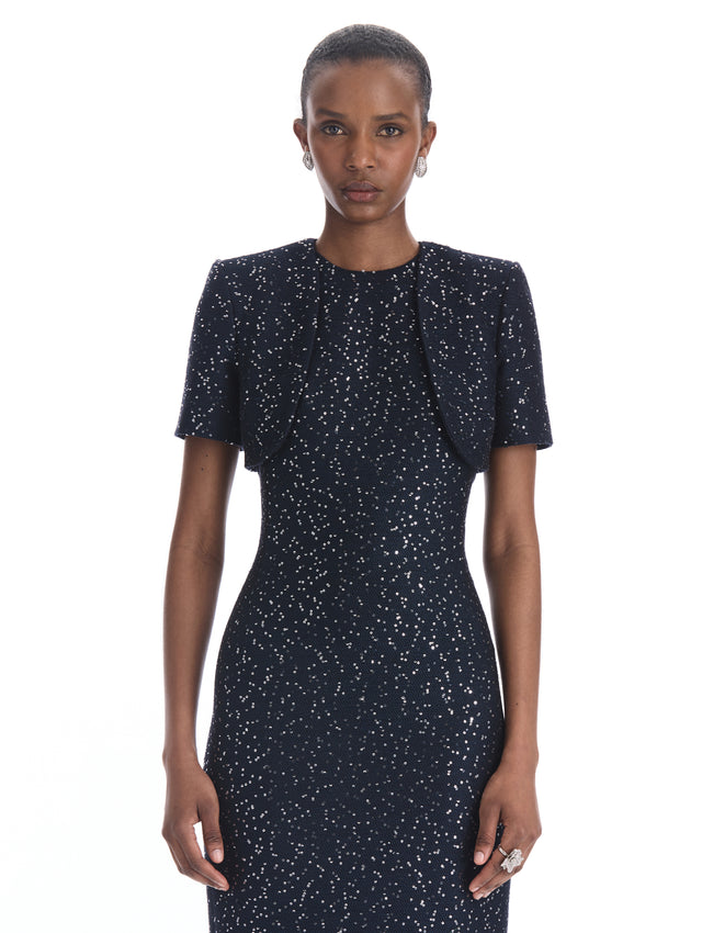 Sequin Tweed Capelet