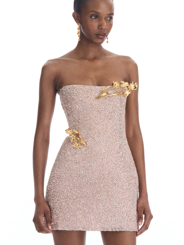 Iris Crystal Embroidered Mini Dress