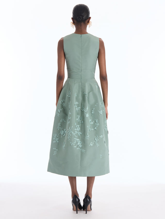 Iris Embroidered Faille Cocktail Dress