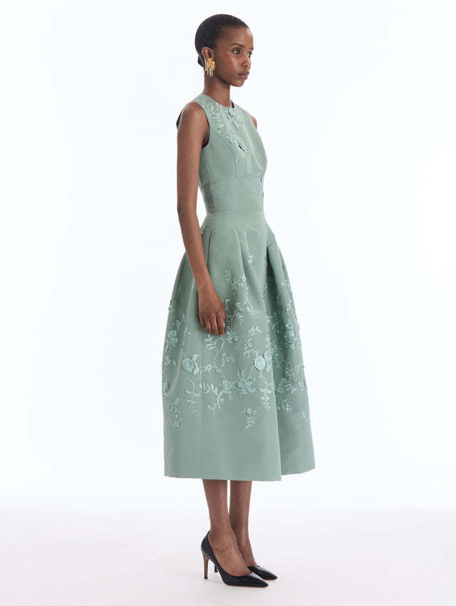 Iris Embroidered Faille Cocktail Dress
