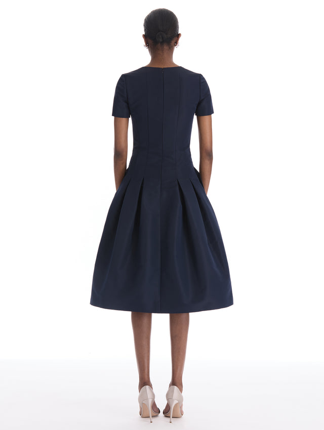 Iris Sequin & Bead Embroidered Appliqué Faille Dress