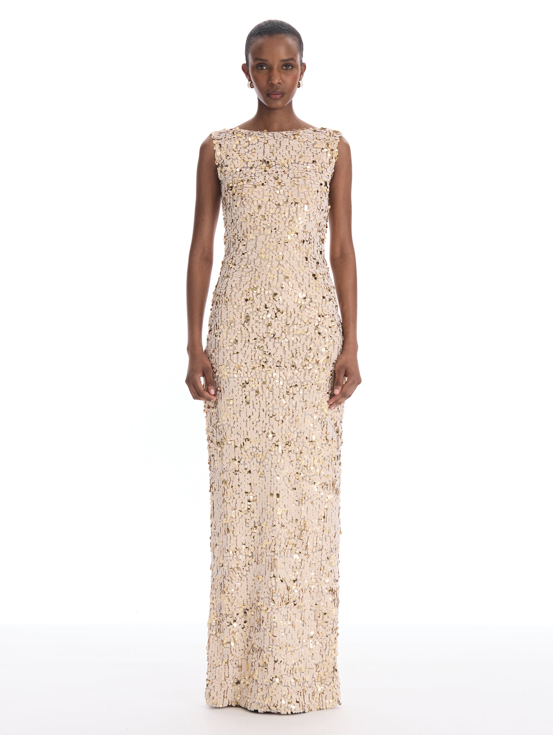 Velvet Paillettes Chiffon Gown