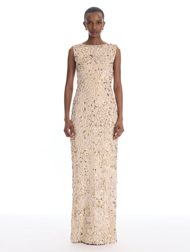 Velvet Paillettes Chiffon Gown