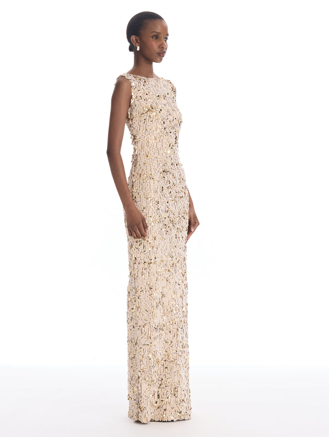 Velvet Paillettes Chiffon Gown
