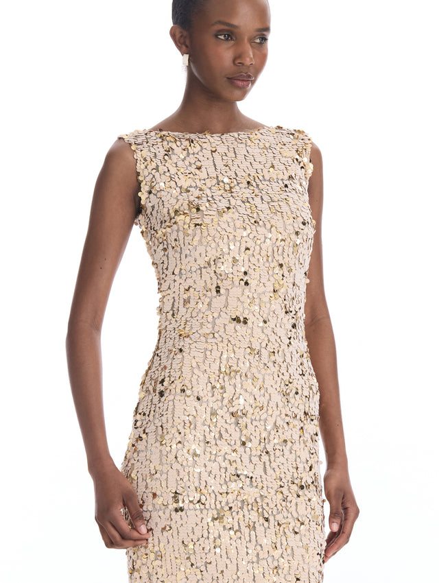Velvet Paillettes Chiffon Gown