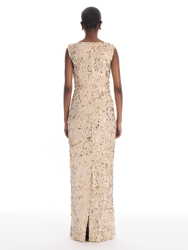 Velvet Paillettes Chiffon Gown